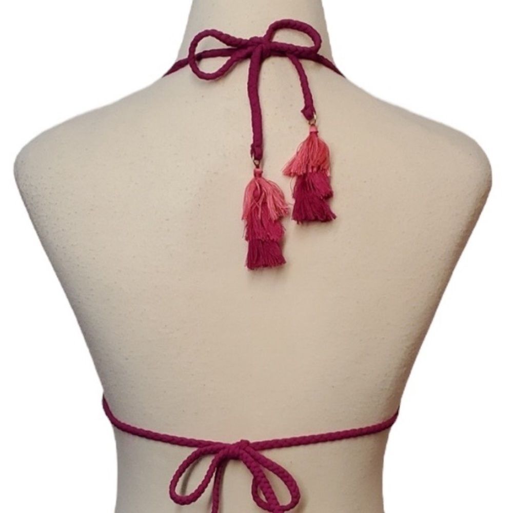 Bleu Rod NWOT Beattie  Bikini Top Let's Get Knotty Triangle Top Tie Strings Sz 4 - Picture 5 of 7